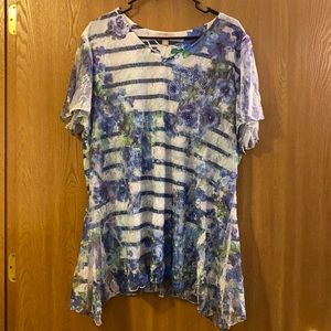 Floral shirt with lace overlay